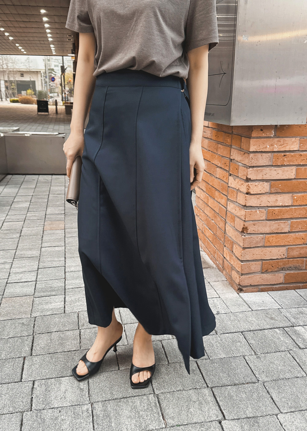 STYLETIBA | D-Ring Long Wrap Skirt-2color - Style Tiva